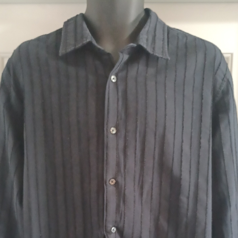 INC International Concepts Men's Black Striped Shirt